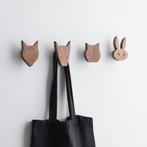 Nordic solid wood hook hook single hole-free creative cute animal hook Wall-mounted wall entrance coat hook