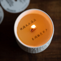 Chinese style wood wick Poetic ceramic cup Sleep relief Scented candle White peach Oolong gift