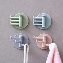   Rotatable hook Multi-purpose kitchen seamless kitchen bathroom wall shelf nail-free sticky hook hook towel hanging