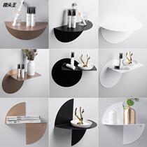 Free-to-punch lined separator wall Stainless Steel Rack Hung Living-room TV Wall Face Shelf Bedroom Wall Plate Racks