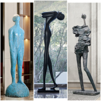 Ruju glass fiber reinforced plastic abstract figure landing sculpture hotel lobby sales office living room large window art ornaments