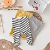 Baby big pp pants spring and autumn thin out foreign men and women baby Korean striped bottom Harlan long pants