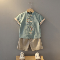Boys Hanfu summer costume children summer year old baby Chinese style summer dress original short sleeve boy clothing tide