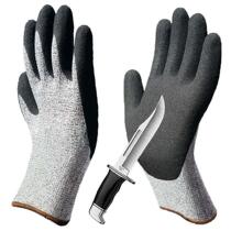 Anti-cut gloves Wear-resistant and puncture-resistant gardening kitchen carpentry hardware gloves Ding Qing rubber-soaked frosted anti-cut gloves