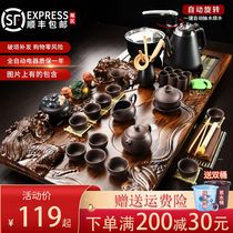 Kung Fu tea set Tea tray Automatic living room office Ceramic tea pot Taiwan Daohai Solid wood household tea sea