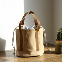 Summer round lunch box bag large office worker hand bag Insulation bucket bag Bento bag Round bucket bag Bento bag
