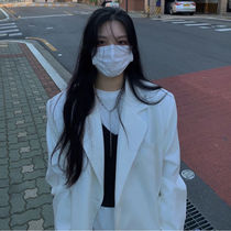 White blazer womens temperament spring and autumn Korean version of loose versatile design sense minority oversize men