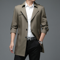 Murshou trench coat khaki men long spring autumn coat middle-aged business leisure 2021 new autumn coat
