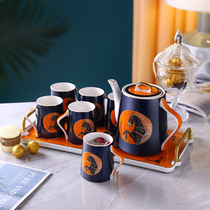 European-style light luxury ceramic set cup water bottle water set home luxury tea cup tea set with tray housewarming gift