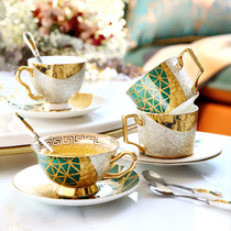 European-style gold bone china coffee cup and saucer set light luxury small exquisite ceramic flower tea cup small luxury afternoon tea cup spoon