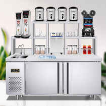 Water bar Commercial milk tea equipment Full set of stainless steel sink frozen flat freezer Custom drink shop workbench