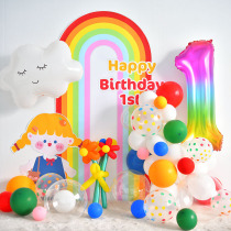 Childrens birthday decoration scene layout Net Red girl baby 1 year old poster background wall KT board background board