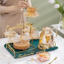 Light luxury afternoon tea tea set set flower teapot Cup English candle heated fruit teapot glass Nordic style