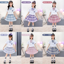 jk uniform skirt genuine girls childrens suit Full set of school uniforms Summer skirt Primary school pleated skirt Japanese jk skirt
