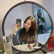 Large desktop makeup mirror led with lighting dorm students in wind dresser bedroom red complementary mirror