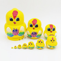 Proud ten Floors Presents Small Chicken Russian Sets Dolls Wooden Toy Craft Gift wish for Valentines Day