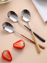 Japan imported MUJIΕ Korean style color spoon creative 304 stainless steel spoon tableware spoon high-value fashion