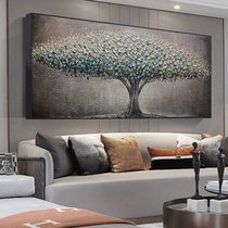 Living room decoration painting sofa background wall modern simple light luxury hanging painting hand-painted oil painting bedroom mural fortune tree