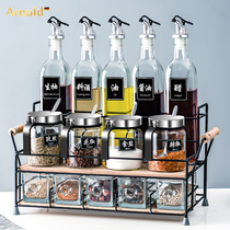 Kitchen seasoning box set glass salt jar seasoning can household combination seasoning bottle salt sugar monosodium glutamate seasoning jar