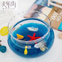 Round fish tank Glass landscaping Open ultra-white transparent lace Round small fish tank Office desktop fish tank