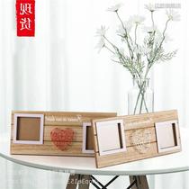 Cross-border Manufacturers Wooden Heart Wrapped Photo Frame Wooden Commemorative Photo Double Photo Frame Pendant Desktop