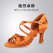 Latin dance shoes women's sandals professional high-heeled adult high-end dance shoes national standard dance competition soft-soled women's shoes