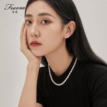 Fi Wei 2021 New sterling silver natural fresh water rice grain pearl necklace retro temperament neck chain female choker