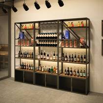 Industrial wine wine cabinet display shelf floor-to-ceiling restaurant bar bar iron wine rack rack commercial luminous