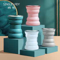 Folding travel silicone food grade tourism mini high temperature resistant outdoor retractable portable water cup can hold boiling water