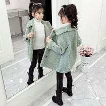 Girls winter clothing 2022 new Korean version CUHK Childrens lamb wool jacket girl long fur coat foreign air coat