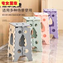 Modern simply thicking plastic portable folding stool household dining table chair for adults can fold the horse bench