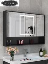 Bathroom mirror hanging shelf Solid wood bathroom mirror cabinet wall-mounted toilet waterproof storage mirror box toilet