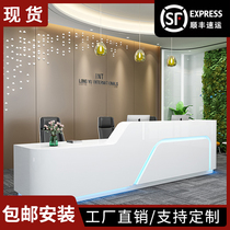 Company paint front desk fashion simple modern shaped reception desk consulting bar Hotel creative welcome cash register table
