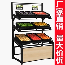 Inclined Snacks Wooden Rack Promotion Desk Creative Supermarket Shelf Fruit and Vegetable Zhongdao Taiwan Fresh Multi-layer Commercial