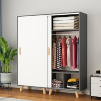 Sliding door wardrobe Household bedroom Modern simple wooden rental room with simple childrens small apartment hanging wardrobe