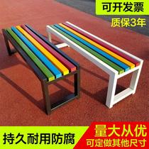 Outdoor anticorrosive wood park bench rest changing shoes iron long bench sub-Business Square Leisure solid wood row chair