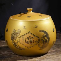 Jingdezhen ceramic enamel color storage jar 20kg rice tank snacks flour with lid large household tea ornaments