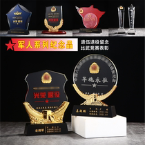 Veterans souvenirs customized to send comrades-in-arms party August 1 Army Day retired veterans crystal ornaments gifts