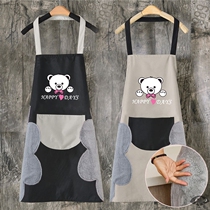 Summer fashion kitchen apron waterproof and oil-proof high-grade long-sleeved hooded cute Japanese and Korean version after 90 simple