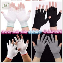 Wear-resistant work mens thin half-finger rubber sunscreen nylon gloves Thin elastic nylon gloves summer labor insurance