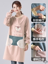 Apron womens kitchen Long sleeve reverse wear overcoat Waterproof and oil-proof work clothes Fashion cooking waist adult customization