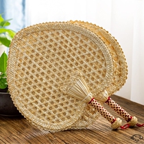 Handmade bushy woven old-fashioned big Fan round fan summer portable hand-cranked Children Baby mosquito repellent large