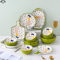 Plate home 2021 New Jingdezhen can microwave creative large special Japanese microwave oven shallow plate cooking plate