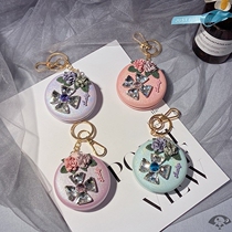 Korean fashion diamond-encrusted flower mirror keychain portable makeup mirror bag pendant female creative convenient mirror gift