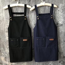 Denim apron home kitchen personality fashion strap apron custom printed logo custom work clothes restaurant haircut