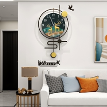 Nordic clock wall light luxury living room wall clock non-punching home Fashion Net red atmospheric clock silent quartz clock