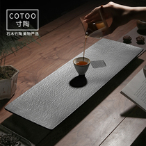 Natural Wujin Stone tea tray small drainage household Stone tea table light luxury tea sea whole piece simple modern stone plate