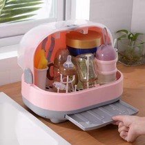Baby bottle storage box Large portable baby slide milk powder storage box with lid Dust drain drying rack