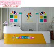 School training class reception desk kindergarten front desk cashier arc bar desk curved corner paint