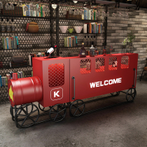 Locomotive industrial style creative bar Milk tea shop Cashier Clear bar Music restaurant Front desk counter Retro bar